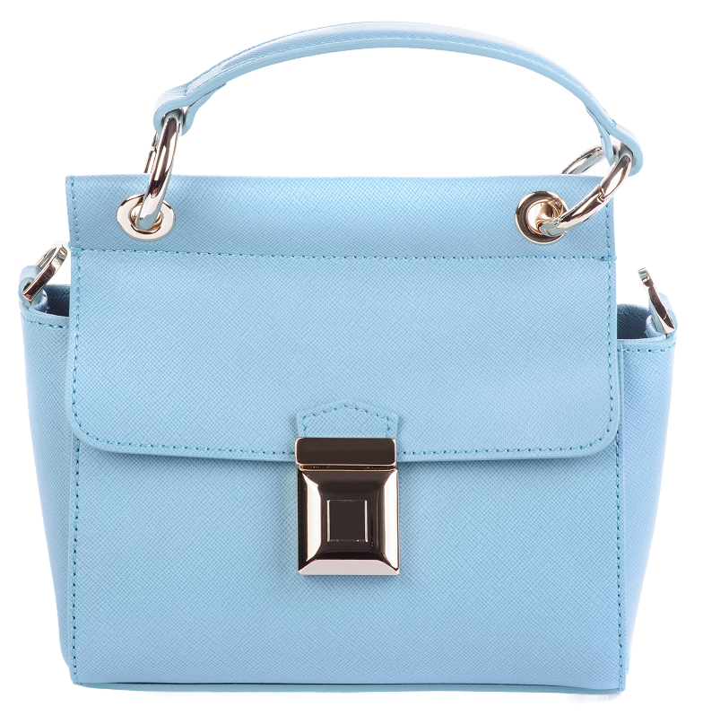 modern sky blue leather female tophandle bag with gold metal clasp furniture white background creative mockup advertising handbag store fashion blog content 1 v2