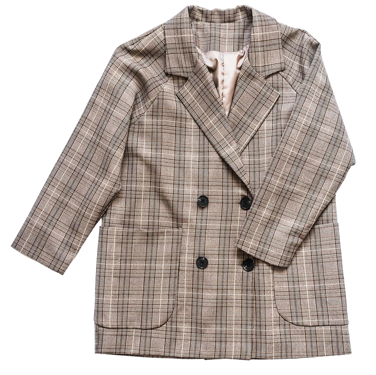 women s plaid blazer light background top view 1 v2